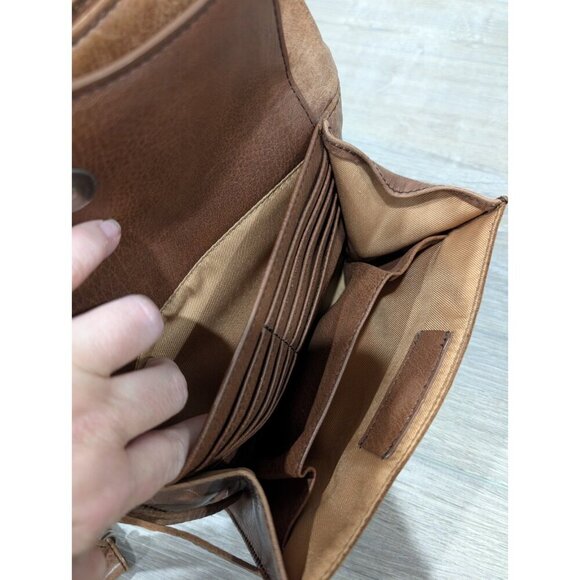 The Sak Women's Ventura Distressed Brown Leather Flap Crossbody Shoulder Bag - Picture 14 of 16